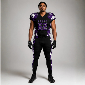 Uniformes de Fútbol Americano Personalizados en Morado y Negro, Conjunto de Jersey y Pantalones - Product Image 1