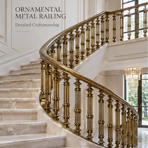 Rampe d'escalier en colonne cannelée en bronze avec balustres ornementaux pour grandes villas, hôtels et intérieurs - Product Image 1