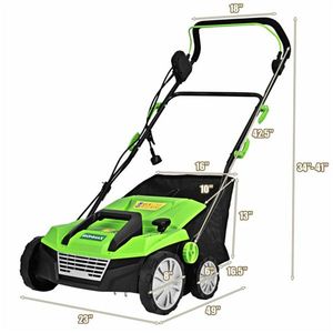 Aérateur électrique manuel de pelouse de 13 pouces, 12 ampères, avec lames amovibles et sac de collecte de 50 L, scarificateur pour greens - Product Image 3