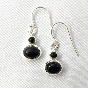 2.9 Grams <b>Black</b> Onyx Gemstone Silver <b>Dangle</b> <b>Earrings</b> in a simple bezel Setting 925 sterling silver Jewelry - Product Image 2