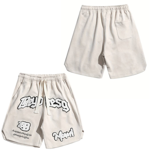 New Arrivals Custom Summer Sweat <b>Shorts</b> 100% Cotton Soft Breathable Fabric Chenille Embroidery <b>Patches</b> Street Wear Casual Style - Product Image 1