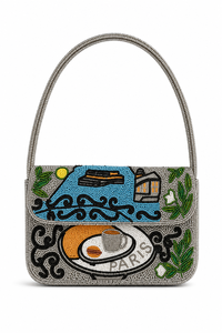 Sac à bandoulière de luxe fait main en perles de verre, thème voyage Santorin Paris, sac à main de créateur, personnalisation OEM ODM, vente en gros - Product Image 3