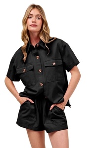 Conjunto de Camisa y Pantalones Cortos de Mezclilla con Botones SO ME para el Día del Partido - Product Image 4