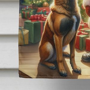 Decorazione da Giardino a Forma di Babbo Natale con Pastore Malinois Belga, Grande Banner Decorativo da Palo per Veranda, Opera d'Arte da Appendere, Luci Solari da Giardino - Product Image 4