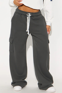 Women Wide Leg Cargo Sweatpants Loose Fit Cargo Jogger Pants Women High Waist Drawstring Cargo Sweatpants Women Baggy Cargo Pant - Product Image 3