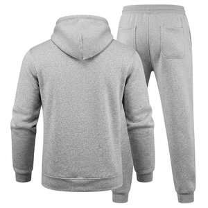 Nuevo Conjunto Deportivo con Capucha Gris para Hombre con Logotipo Personalizado, Pantalones con Cordón de Color Sólido y Mangas Largas, con Bolsillos Laterales, Ropa de Otoño - Product Image 2