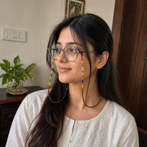 Correa para Gafas con Cadena Metálica y Cuentas Coloridas con Patrón Floral, Flexible y Antideslizante, 70cm de Largo, para Mujer - Product Image 1