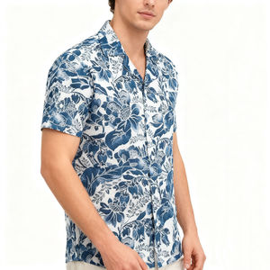 เสื้อฮาวายสำหรับผู้ชาย เสื้อลำลองชายหาดฤดูร้อน ปิดกระดุม ลายดอกไม้ ทรอปิคอล เสื้อแขนสั้นสำหรับวันหยุด - Product Image 5
