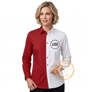 Chemise boutonnée DELTA pour femme, blanche, unie, décontractée, écologique, 100% coton respirant, 340g, col rabattu, manches raglan - Product Image 3