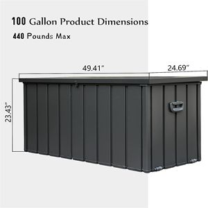 Contenitore da Esterno da 100 Galloni, Grande Box Portaoggetti da Patio con Funzione Impermeabile per Cuscini, Copricuscini, Attrezzi da Giardino, con Serratura - Product Image 6