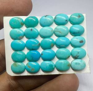 Turquoise américaine naturelle, forme ovale 6x8 mm, cabochons de pierres précieuses en vrac, 12 pièces, prêts à être expédiés - Product Image 4