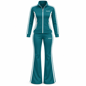 Custom Made 100% Cotton Solid Embroidered Lace Streetwear Women's 2-Piece Joggers Set <b>Oversized</b> Hoodie & <b>Sweatpants</b> - Product Image 2