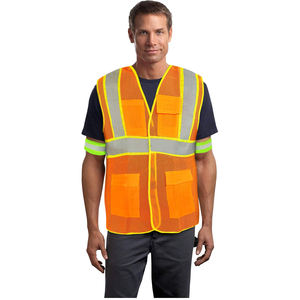 Chaleco de Topógrafo Clase 3, Alta Visibilidad, Naranja, ANSI 107, Malla de Poliéster, Cierre de Broches Frontales, Bolsillo para Planos, Resistente - Product Image 3