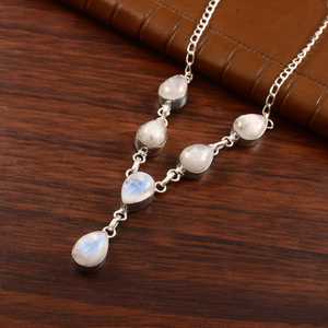 NIKHIL GEMS Colgante de Piedra Lunar Natural Hecho a Mano, Plata de Ley 925 Bañada en Oro, Estilo Vintage de Compromiso, Tercera Pieza - Product Image 5