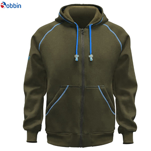Sudadera con capucha de forro polar con cremallera, ribete naranja, bolsillos, corte holgado informal, para hombre, deportiva, transpirable, ecológica, para invierno - Product Image 5