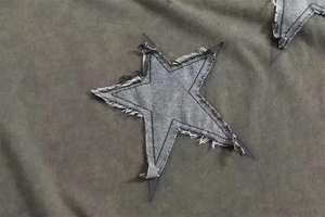 T-shirt pour homme en coton délavé, effet vieilli, brodé, infroissable, imprimé en relief - Product Image 5