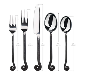 Flatware Collection Best-Selling <b>Black</b> Silverware Set of 5 Pcs <b>Table</b> Spoon Tea Spoon Fork Fruit Fork & Spreader Mirror Finished - Product Image 3