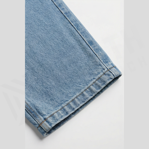 Jean en denim coupe droite délavé clair pour homme, taille haute, coupe classique, en coton, style décontracté, pantalon de printemps - Product Image 6