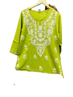 Haut court en coton brodé, taille naturelle, style Kurti indien, robe d'été, style bohème, tenue de plage décontractée