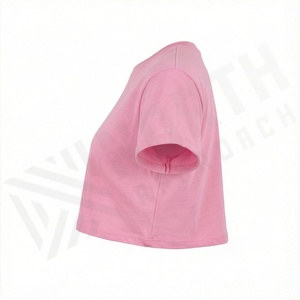 Camiseta Básica para Mujer, Lisa, Corta, 100% Algodón, Manga Corta, Cuello Redondo, Transpirable, Color Personalizado - Product Image 3