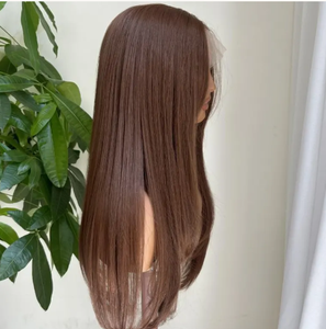 Perruque frontale en dentelle HD longue et droite marron chocolat de luxe 13x4 sans colle, en cheveux humains vierges, haute densité pour femmes - Product Image 4
