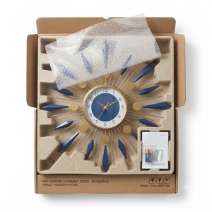 Reloj de Pared Grande de Cuarzo Metálico de Lujo, Estilo Moderno de Mediados de Siglo, Decorativo con Diseño de Rayos de Sol, para Hogar, Dormitorio, Oficina, Salón - Product Image 3