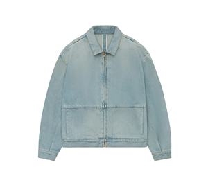 Veste en jean d'extérieur automne hiver vêtements de travail zippés veste de travail en denim en toile personnalisée pour hommes grande taille veste en jean High Street - Product Image 6