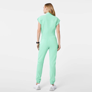 Women's Mint Green <b>Scrub</b> Jumpsuit With <b>Cap</b> Sleeves Elastic Waist Hospital Uniforms For Medical Staff - Product Image 1