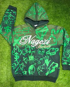 Latest Design Men <b>Overall</b> Screen Print Hoodies Bulk Quantity Rhinestone Streetwear Zip Up Hoodie for Men - Product Image 5