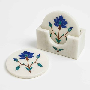Handcrafted Marble Inlay Coaster <b>Set</b> Luxury Drink Coasters For Elegant Home And Dining Decor Collection - Product Image 2