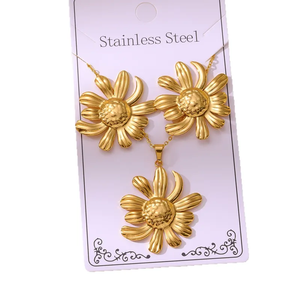 Ensemble de bijoux Ocean pour femmes, en acier inoxydable 304 résistant à l'eau et inaltérable, avec placage électrolytique en or véritable 18 carats - Product Image 5