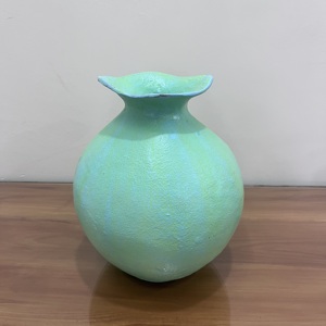 Aluminum Flower <b>Vase</b> Green Color Tabletop <b>Vase</b> for Home Decor-<b>Unique</b> Design Modern - Product Image 2