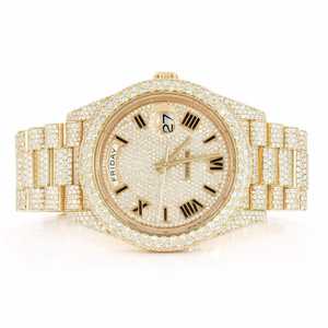 Luxury Fully Iced Out Moissanite <b>Watch</b> Yellow Gold Automatic Mechanical <b>Diamond</b> <b>Watch</b> - Product Image 1