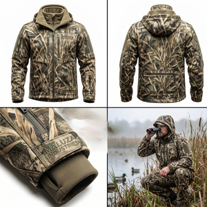 Chaqueta de Caza de Nailon Impermeable con Camuflaje Personalizado Directo de Fábrica para Hombre, Chaqueta Táctica de Forro Polar Térmico Silencioso con Logotipo Frontal - Product Image 4