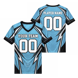 Maillot de football personnalisé sublimé à manches courtes, en polyester respirant, uniforme d'équipe unisexe pour adultes avec nom et numéro du joueur - Product Image 1