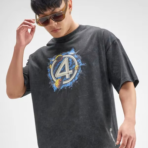 T-shirt unisexe surdimensionné 280g 100% coton à faible coût, épaules tombantes, impression sérigraphique, logo personnalisé pour homme - Product Image 1