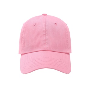Wholesale High Quality Custom 6 Panel 100% Washed Cotton Pink <b>Blank</b> Plain Dad Hat Snapback Distressed Brim Baseball <b>Cap</b> for Wome - Product Image 5