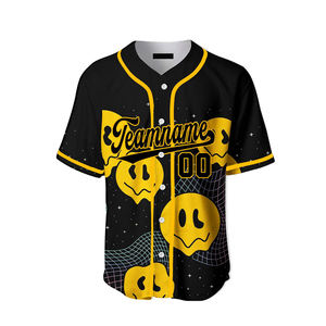 Nouveautés Été Maillot de Baseball Personnalisé Noir Motif Noir-Jaune Tenues de Sport Uniformes - Product Image 3