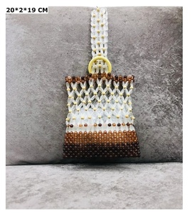 Bolso de mano con cuentas de perlas blancas para mujer, bolso de noche con patrón redondo para fiestas de boda, uso en la playa, bolso de mano de verano barato - Product Image 6