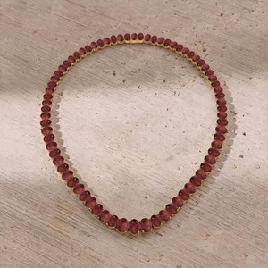 Collier en grenat pour femme, collier tennis à coupe ovale, bijoux en pierres précieuses faits à la main, chaîne en or ou en argent sterling - Product Image 6