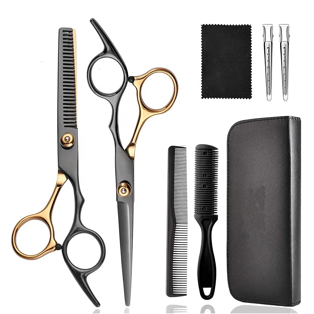 Premium Quality Barber Thinning Shears Kit Color Coated Beautiful Barber Kits Barber Scissors With Comb With Pin Hair Salon Kit