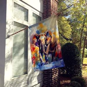 Bandera de Casa de elefante Multicolor grande, poste de manga de porche, cartel de patio decorativo, ilustraciones para colgar en la pared en poliéster, categoría de banderas - Product Image 2