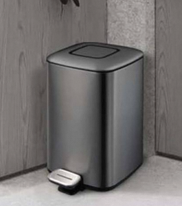Stainless Steel Square Pedal Dustbin Soft Close <b>Lid</b> Modern Bathroom Kitchen Trash Can With Foot Step <b>Bin</b> - Product Image 2