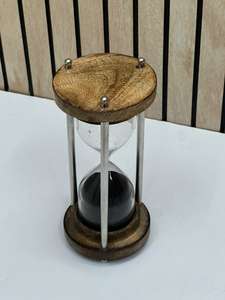 Reloj de arena de madera de 6'' con arena negra |   Reloj de Arena Decorativo Rústico para Mesa - Product Image 6