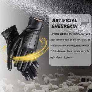 Guantes de piel de oveja SAFETY para mujer, cálidos para invierno, para pantalla táctil, guantes de moda para conducir con forro de lana antiestático sin látex - Product Image 6