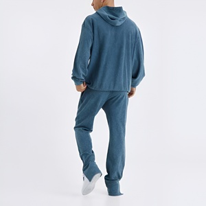 Ensemble de survêtement délavé pour homme de qualité supérieure, en tissu respirant, pour le sport et le jogging, avec sweat à capuche et pantalon, grande taille, style streetwear décontracté, OEM, très demandé - Product Image 5