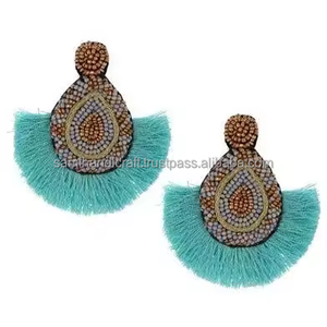 Meilleure qualité Boho perle Style boucles d'oreilles contemporaines finement conçu Tribal perles vibrant perle couleurs goutte Style de mode - Product Image 1