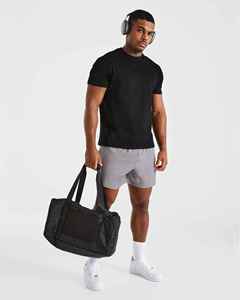 Shorts pour hommes gris uni à séchage rapide avec taille élastique, coupe mi-haute, décontractés, tissés, personnalisables, avec logo sur mesure, OEM - Product Image 2