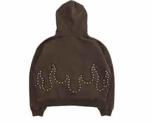 เสื้อฮู้ดดี้ผู้ชายแบบมีซับใน ผ้าหนา 400 กรัม ทรงโอเวอร์ไซส์ ตกแต่งด้วยงานปักคริสตัลเต็มตัว ล้างสีแบบแอซิดวอช ทรงบ็อกซี่ พิมพ์ลายด้วยเทคนิค DTG - Product Image 5