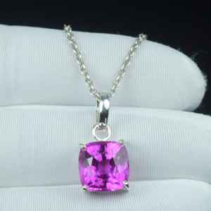 Pendentif Saphir Rose en Argent Sterling 925, Collier Pierre de Naissance de Septembre, Meilleur Cadeau d'Anniversaire, Bijou - Product Image 2